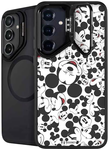 Skinit Kickstand Phone Case Compatible with Galaxy S24 FE - Officially Licensed Disney Mickey Mouse Face Pattern Design