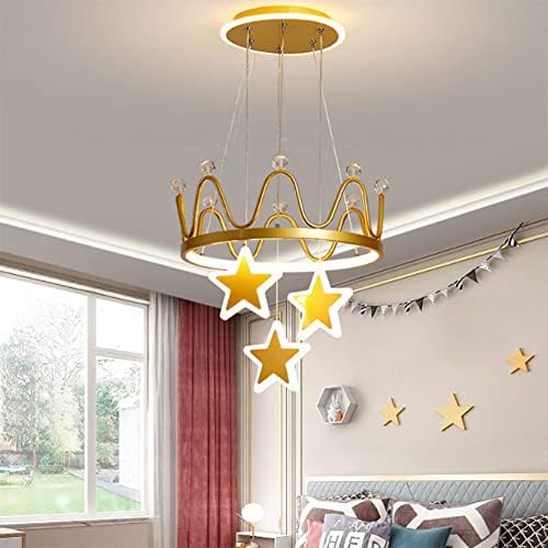 Pendant Lights, Princess Bedroom Chandelier Star Crown Daughter R...
