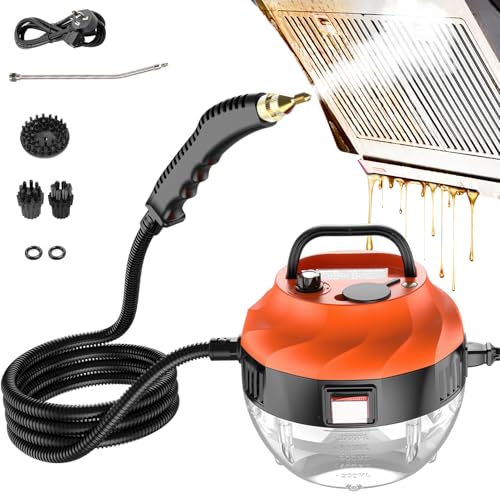 Tragbarer Dampfreiniger Handgerät, Elektrischer Dampfreiniger Handgerät mit 6 Geschwindigkeiten Einstellbar und 3 Arten von Bürstenköpfen Dampfreiniger für Alles Küchenmöbel Boden Badezimmer