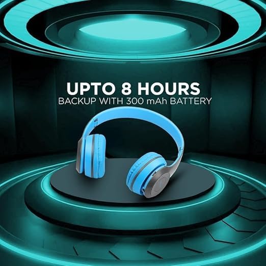 Image of icall P47 Headphones Gaming Bluetooth Wireless Folding Headset Over Ear Eardphone with Mic Active Noise Cancellation Over EarHeadphones (Blue)