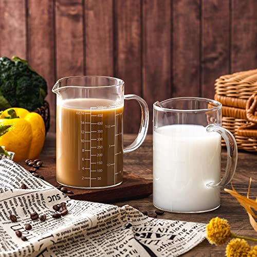Roshtia 2 Pzas Vaso Medidor Vidrio 500 ml con Asa miniatura 5