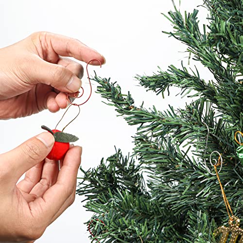 Lyeasw 120 Pack Metal Ornament Hooks For Hanging Christmas Tree Decorations, Multi Color Swirl Hook Hanger, Silver, Red, Green, Gold #TOP3