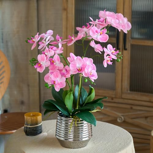 EVIGTOP 胡蝶蘭 造花 花瓶付き 本物そっくり インテリア 人工観葉植物 枯れない花 フェイクグリーン 北欧 シンプル リビング 玄関 寝室 オフィス ラック テーブル 窓 飾り アクセサリー 家の装飾 新築祝い 開店祝い ギフト用