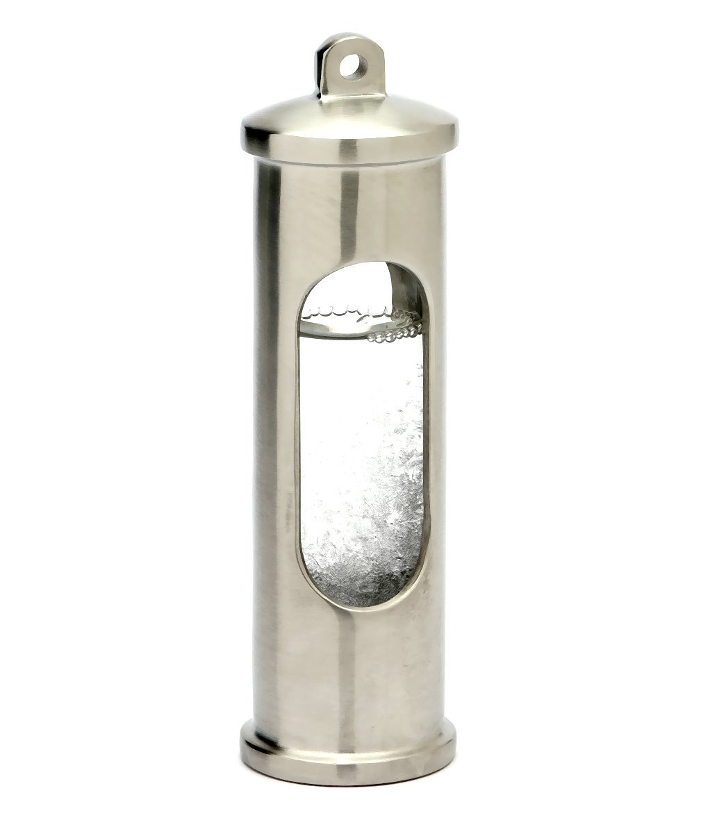 DELITE Barometro con supporto a parete, in acciaio inox spazzolato, altezza 145 mm, peso 500 g, prodotto in Danimarca