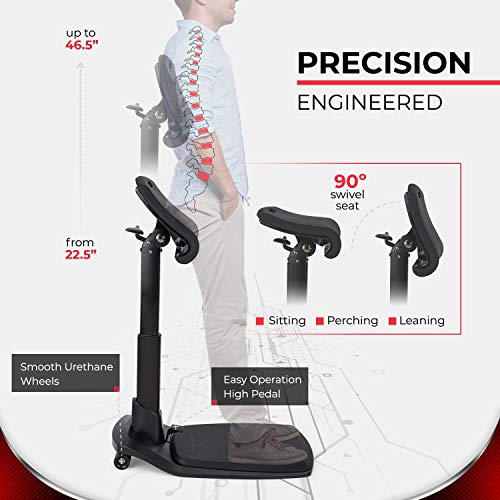 Image of Standing Desk Chair - Ergonomic Stool for Active Sitting & Posture Support | Adjustable Height Sit Stand Chair for Home Office Elite Upgraded Version with 3 Bonus Accessories