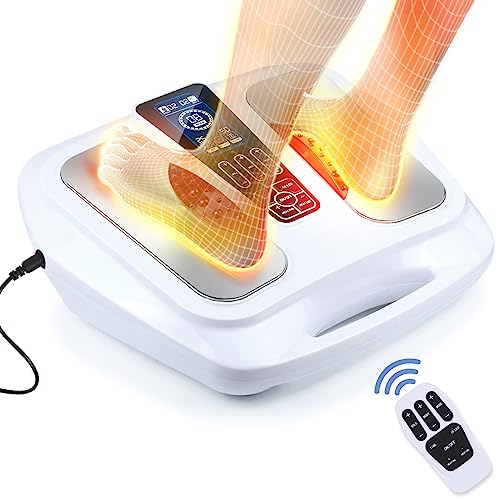 OSITO EMS Foot Massager for Neuropathy Feet Circulation Stimulator with Heat, FSA or HSA Eligible, EMS TENS Foot Leg Massage Machine for Foot Pain Neuropathy Cramps and Diabetes RLS, White