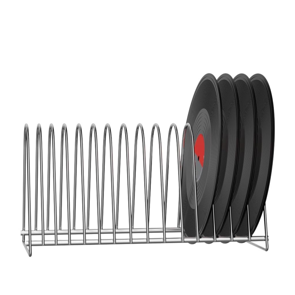 Metalowy stojak na płyty winylowe na albumy 17.8 cm i 30.5 cm, 15 gniazd, dla miłośników muzyki, rozwiązanie do przechowywania w domu, stylowe wyświetlanie płyt i łatwy dostęp