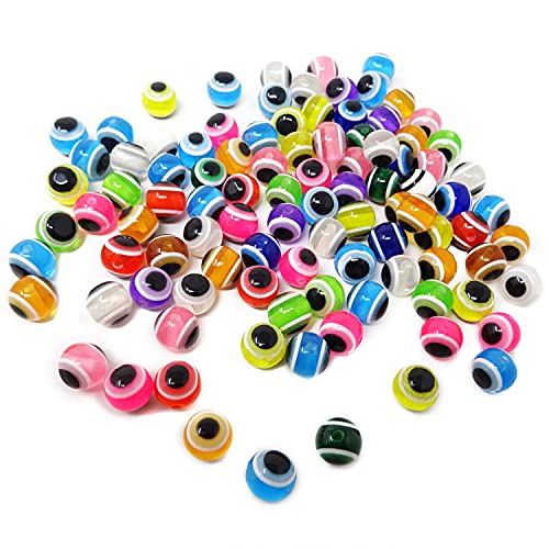 Honbay 100PCS Plastic Mixed Color Fishing Line Beads Fish Eye Shape Beads Fishing Tackle Lures Tools for Stream Pool Lake River Fishing (10mm)