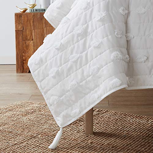 Mudd Eyelash Hypoallergenic Wrinkle Resistant Woven Microfiber 3-Piece Quilt Set (1 Quilt And 2 Shams), Full/Queen, White #TOP3