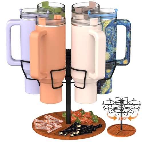 Bvdfgk Water Bottle Organizer for Stanley - 40 oz Stanley Tumbler Cup Organizer with Divider Tray Base, 360° Rotatable Cups Storage Holder for Kitchen Cabinets, Ideal Gift