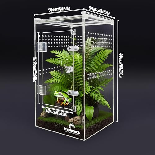 Image of MYGIIKAKA Jumping Spider Enclosure Accessories, Tarantula Spider Box, Bug Cage, Praying Mantis Habitat Enclosure, Snail Insect Terrarium, Caterpillar Habitat (6x6x12 inch)