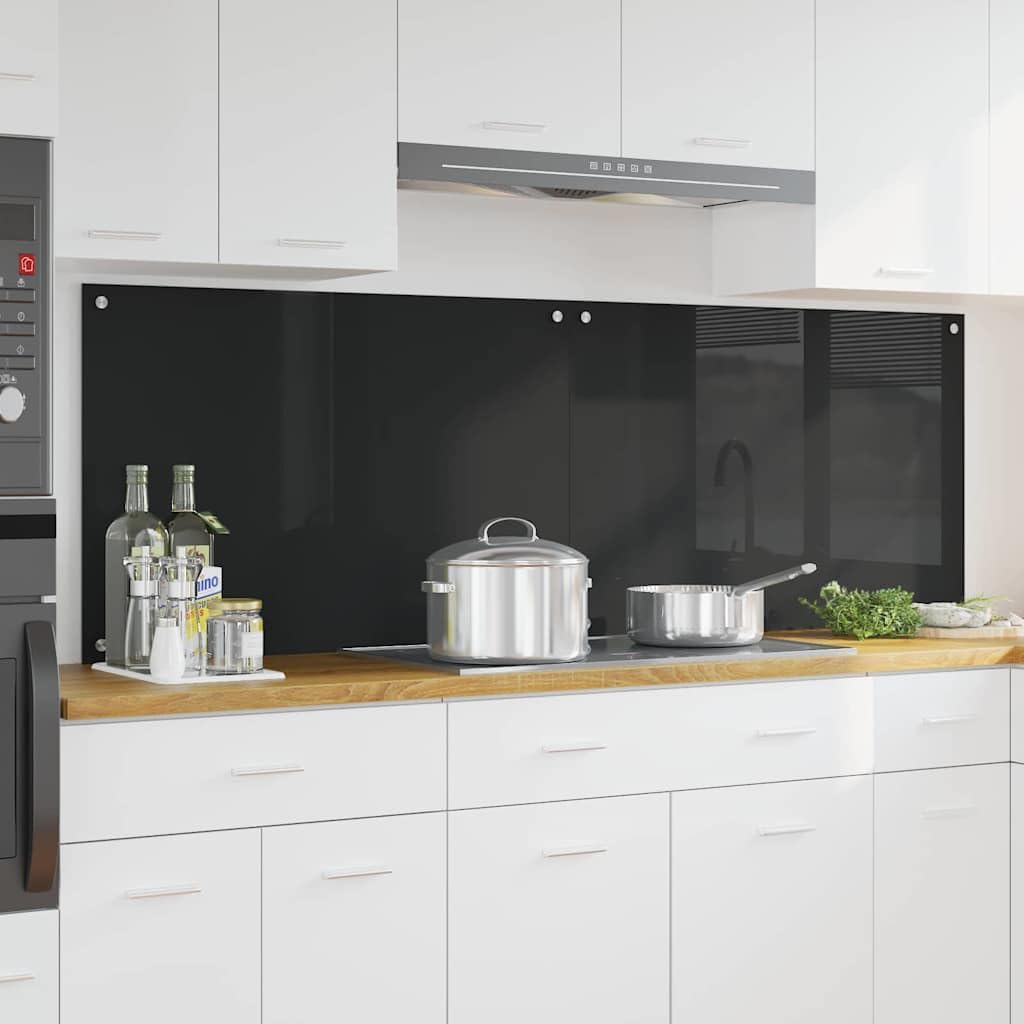 Salpicadero de Cocina 2 pcs Negro 90 x 60 cm Vidrio Templado Protector contra Salpicaduras Protección Herramientas Accesorios Ideal para la protección de Las Paredes de la Cocina