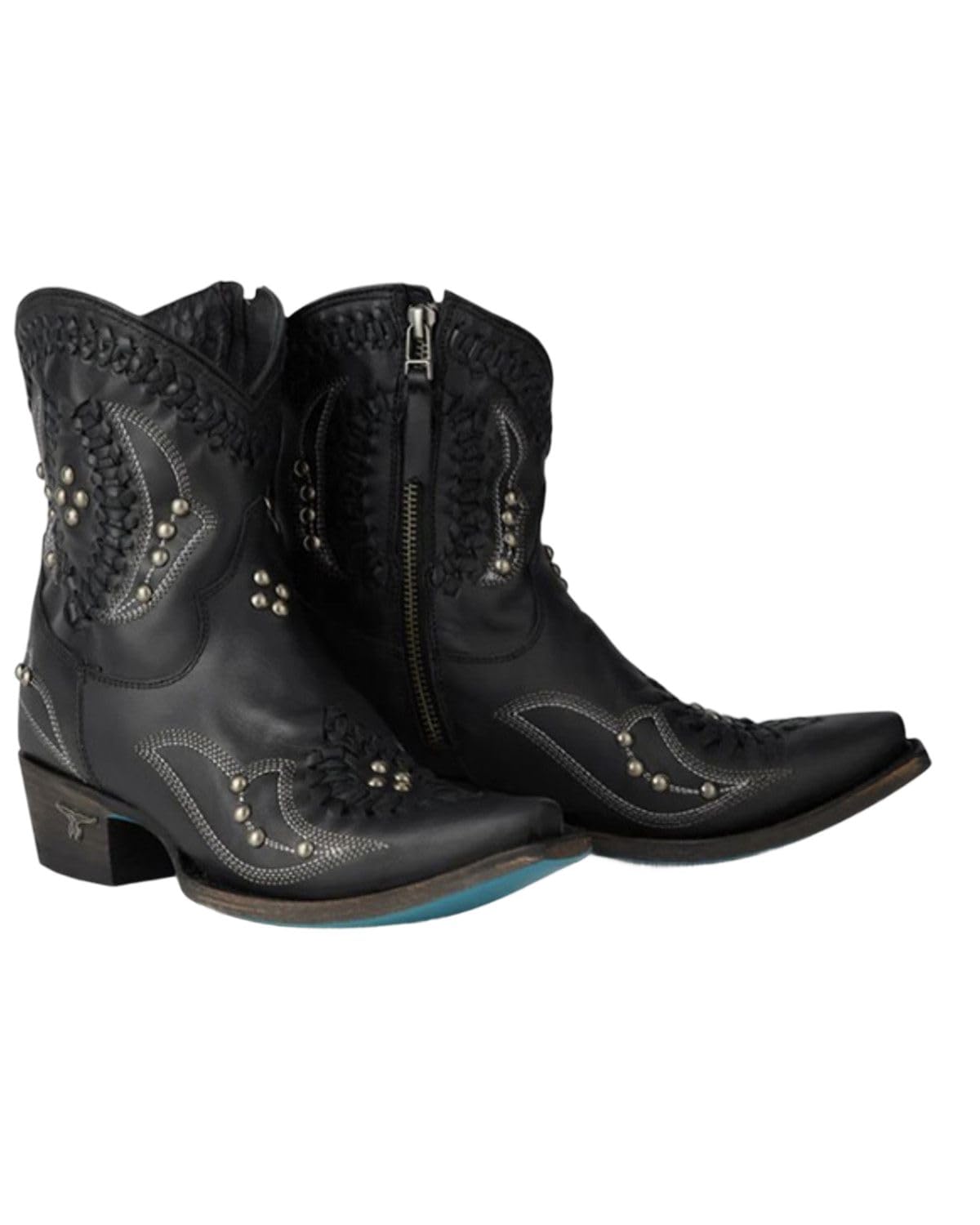 Lane Womens Cossette Embroidered Studded Snip Toe Bootie Casual Boots Ankle Low Heel 1-2"
