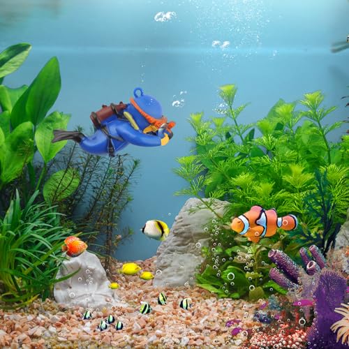 Image of onesimcr Floating Fish Tank Decorations, Aquarium Decorations, Lovely Diver Fish Tank Decorations, Floating Device Fish Tank Accessories,Suitable for All Kinds of Fish Tanks