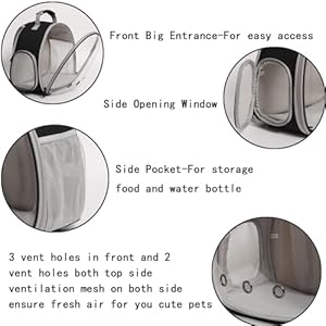   Guinea-Pig-Backpack-Carrier-Reptile-Outdoor-UsedBearded-Dragon-Carrier-Backpack-with-Clear-Bubble-WindowSmall-Animal-Travel-Backpack-for-Hedgehog-Rat-Parrot-Airline-Approved-Grey-Backpack