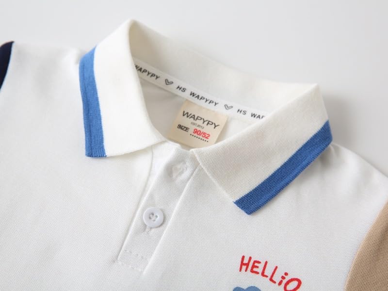 Kids Toddler Baby Boy Button Down Shirt Short Sleeve Lapel Neck T-Shirt Tops Casual Tee Blouse Summer Clothes (White,18 Months)