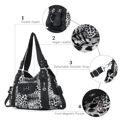 Image of Angel Kiss Purses for Women, Large Shoulder Bag Hobo Tote Purse Mutipocket Faux Leather Satchel Hobo Purse
