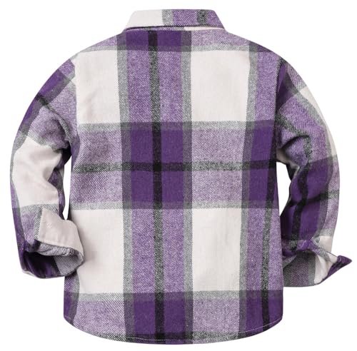Image of Cromoncent Mens Boys Thick Flannel Shirt Long Sleeve Shirt Jacket Casual Button Down Multi Pockets Shacket