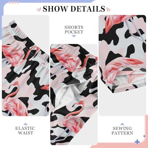 Flamingo Camouflage Boys Long Pants Soft Trousers Elastic Waist Kids Lounge Bottoms with Pockets S-XL4