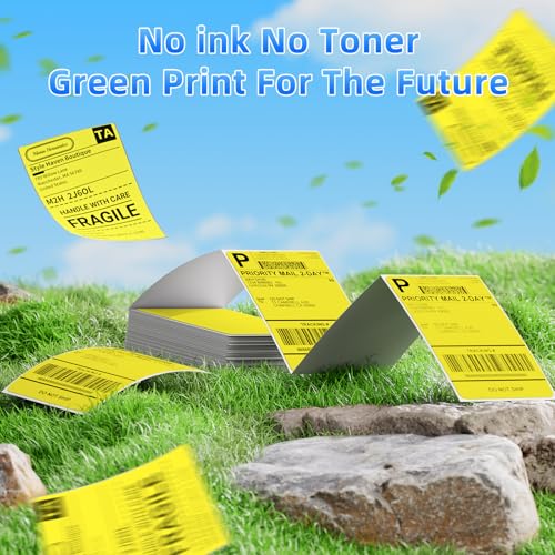 Image of 4x6 Thermal Labels, 1 Packs of 500 4x6 Fold Labels Yellow