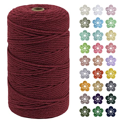 LEREATI Macrame Cord 3mm x 200m, Thick Macrame Rope Natural Cotton Rope Craft String