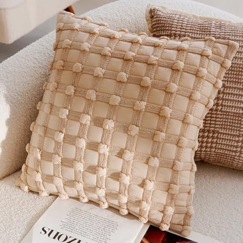 Housse de coussin patchwork 45x45 cm en chenille moderne pour salon (lot de 4)