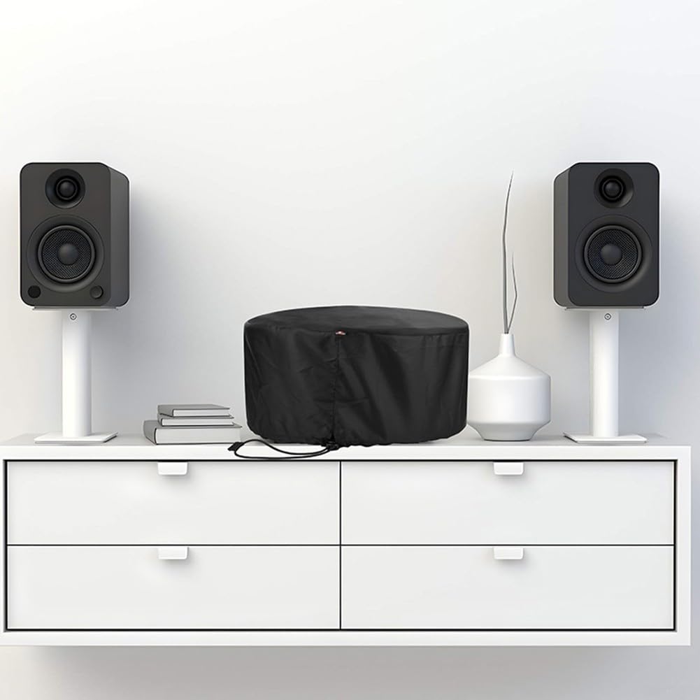 Zoegneer Staubschutz für CD-Player, Premium-Audio-Ausrüstung, kratzfest, staubdicht, PU-Leder, schwarz, 35 x 35 x 18,8 cm
