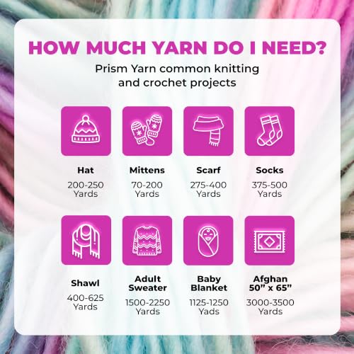 Image of Mary Maxim Prism Yarn, Soft Acrylic Multicolor DK Yarn for Crocheting and Knitting, Light Worsted 3, Ideal for Blankets, Sweaters and Baby Items, 3.5 oz Skein, 290 Yards - Rainbow - 1 Skein | Ombre Yarn, 3 Weight, Machine Wash, For Knitting and Crochet, Create Baby Items, Blankets, Afghans, Clothing Variegated Yarn