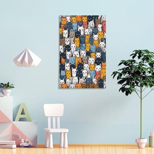 Impression sur toile chat de dessin animé décoration maison