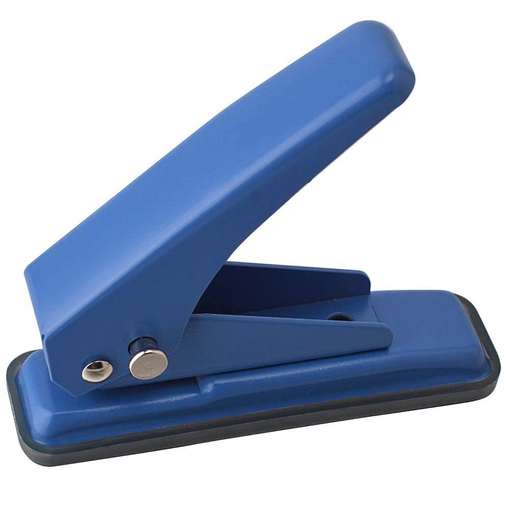 Metal Low Force 1-Hole Paper Punch 20 Sheets Punch Capacity 1/4" Holes, Handheld Single Hole Puncher with Skid-Resistant Base for Paper, Chipboard, Craft Paper and Art Project - Blue