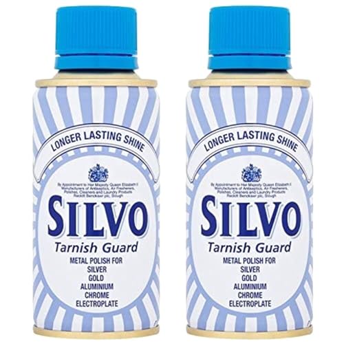 Silvo Tarnish Guard Metal Polish for Long-Lasting Shine | All-Purpose Metal Polish for Silver, Gold, Aluminum, Chrome & Electroplate (Pack of 2, 175ml each)