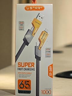 START ST-389 4 in 1 Multi USB Cable Fast Charger 1.2M Nylon with Type A/USB C to 65W C/L Power Delivery 27