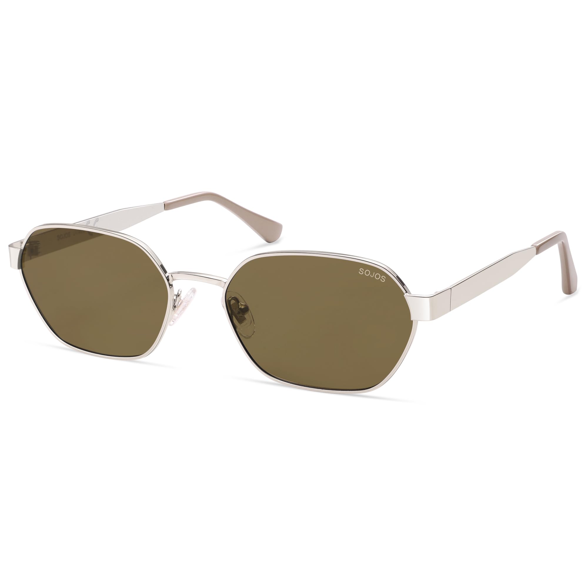 SOJOS Trendy Polarisierte Hexagonal Sonnenbrille Damen Herren Retro Metall Quadratisch Vintage Sonnerbrillen mit UV400 Schutz SJ1238