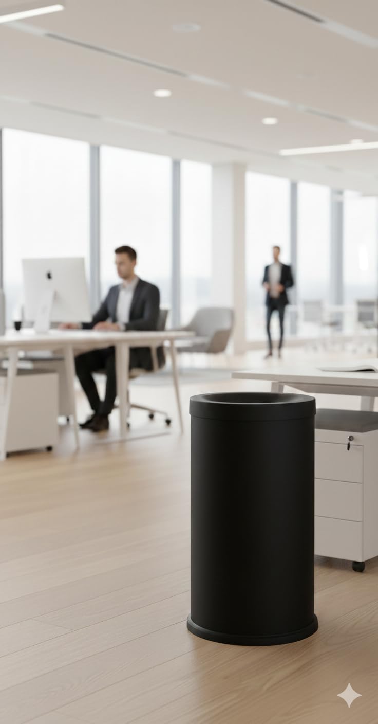 Pattumiera Gettacarte Ø31xh72 cm Autoestinguente In Acciaio Verniciato Nero