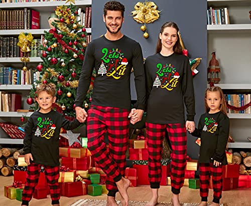 TEEAMORE Matching Family Christmas Pjs Lets Get Lit Xmas Pajama Long Sleeve Shirt2
