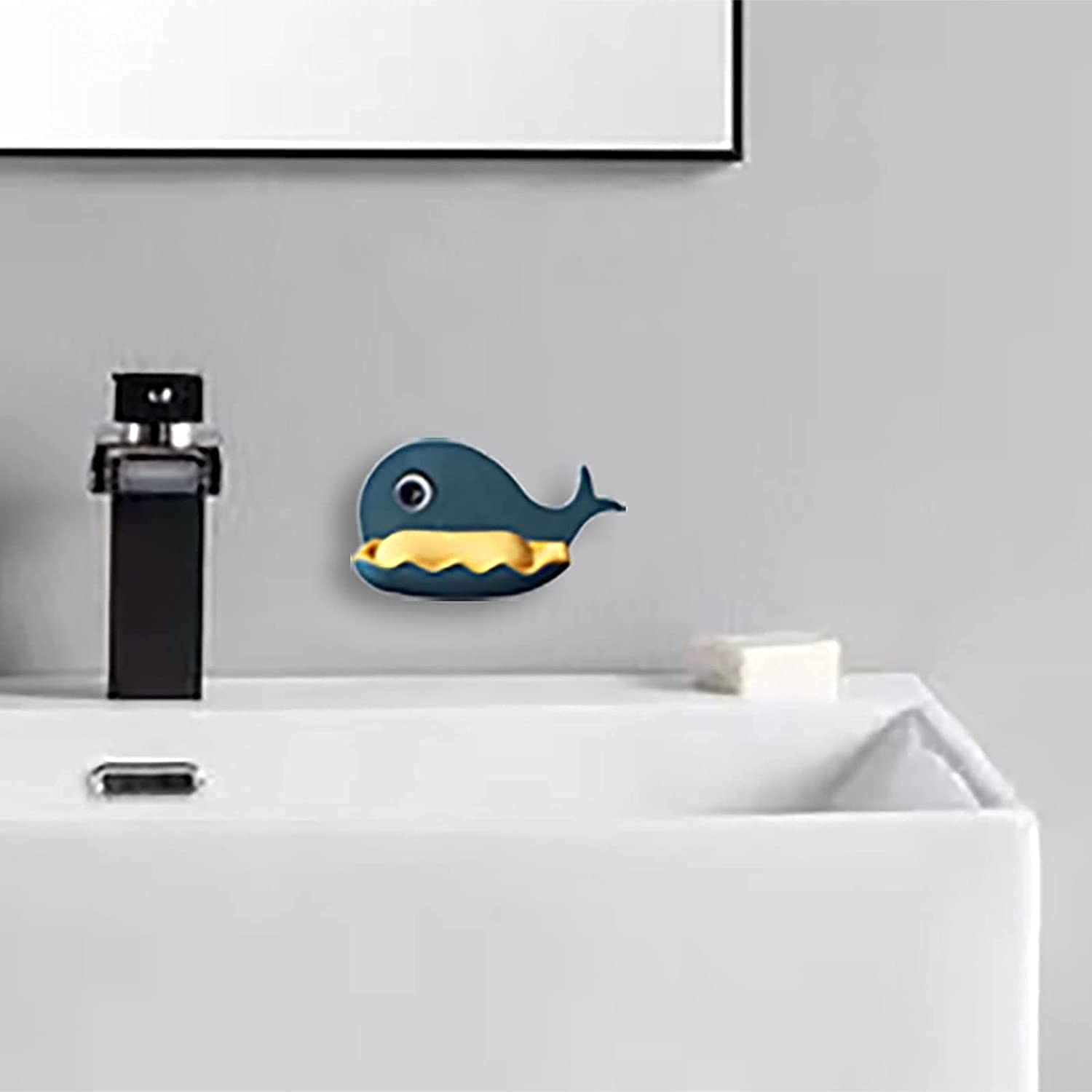 Evilia Ecom Draining Double Layers Fish Shape Plastic Adhesive Waterproof Wall Mounted Bar Soap Dish Holder Organizer Rack for Bathroom Kitchen and Shower 3