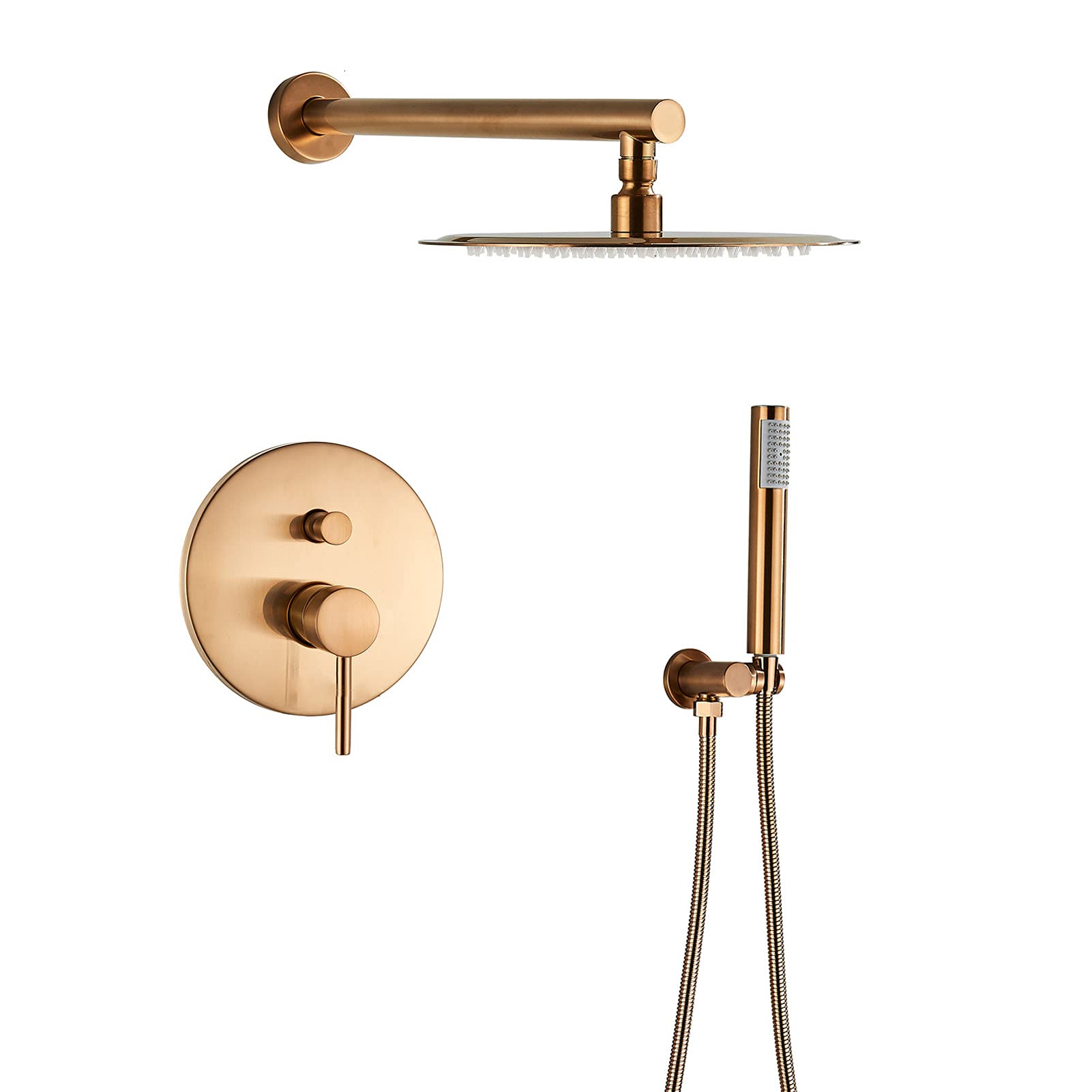 Système de douche or rose brossé avec pommeau de douche 10" et mitigeur mural - 8