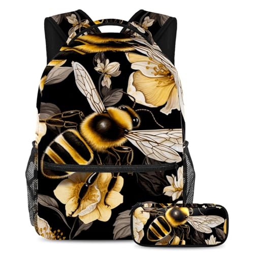 Sac à dos Abeille dorée peinte à la main Golden Bee 42 pour le lycée et les sorties