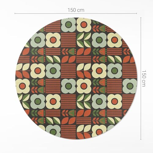 Tapis vinyle ø150 cm intérieur rond résistant à la rayure de sol maison - 4