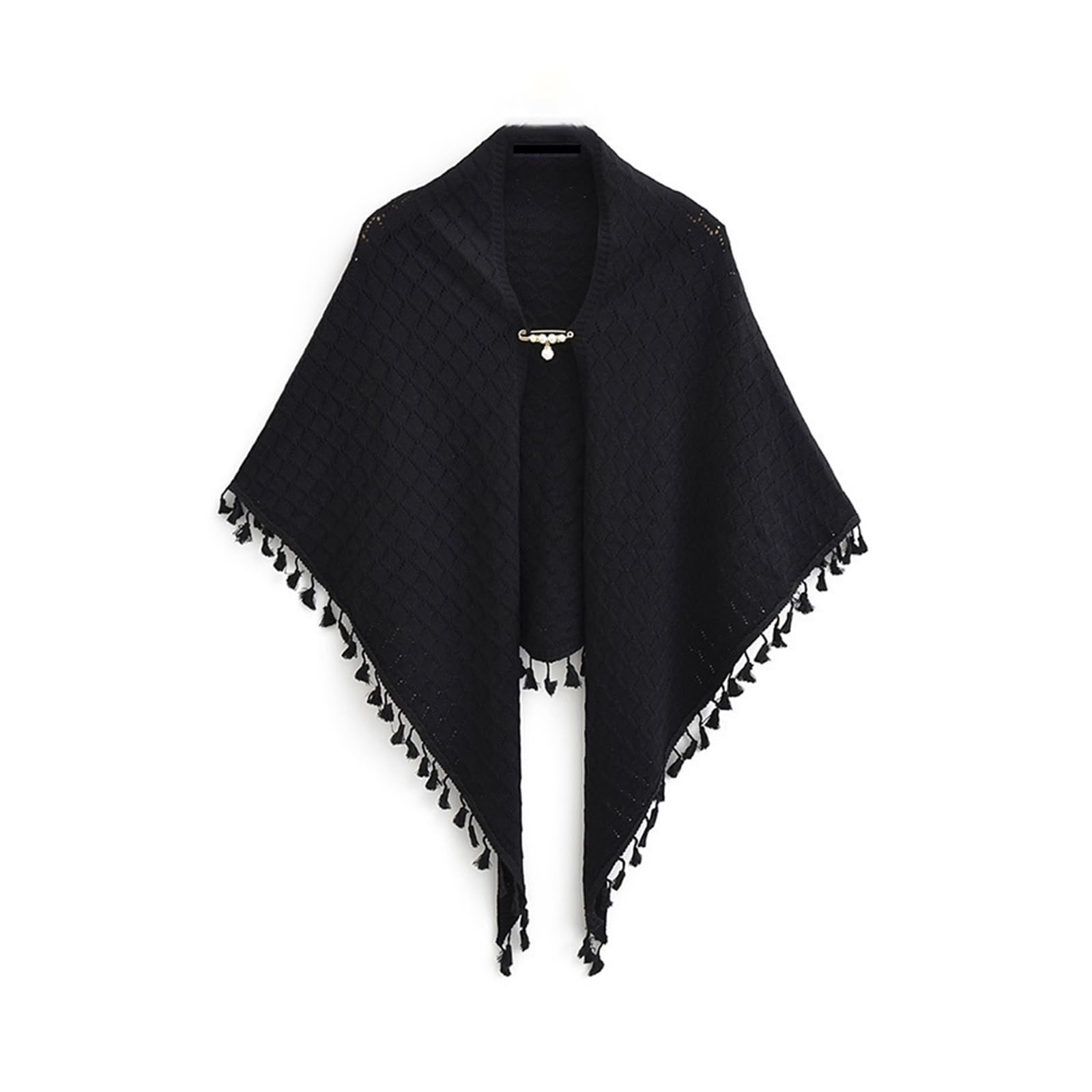 Chal de punto con borlas, elegante capa, exterior fina for primavera y otoño Chal de invierno