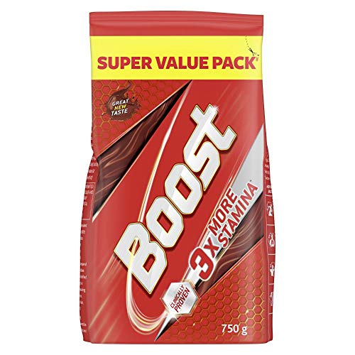 Boost Energy & Nutrition Drink, Gusseted Pouch, Chocolate Flavoured Beverage, Health Drink With Iron And Vitamins For Better Stamina, 750 g