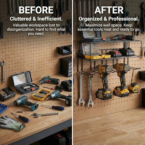 Support mural pour perceuse en fer et rangement outils de garage - 4
