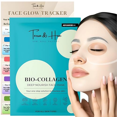 Image of Terra & Hue Korean Glass Skin Overnight Collagen Face Mask for Young, Glowing Skin, 2X Natural Bio Collagen, 4X Hydration, 1 PC