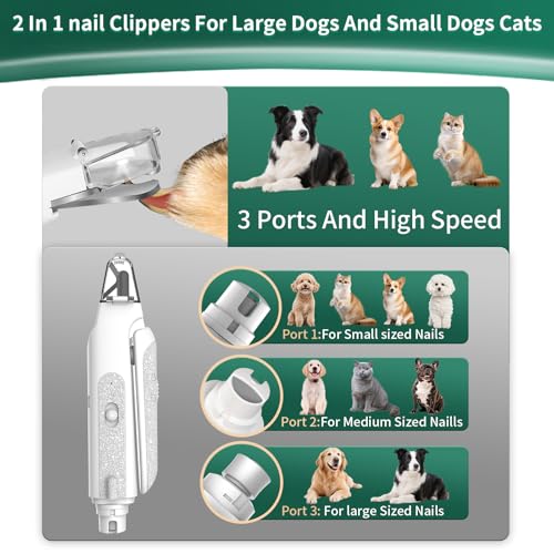 Image of CATPICK 2-in-1 Cat Nail Clippers & Dog Nail Clippers Trimmers for Large Medium Small Dogs Cats Claw Trimmer Quick Sensor and Safety Guard USB Rechargeable with 2 LED Lights Dogs Nail Trimmer
