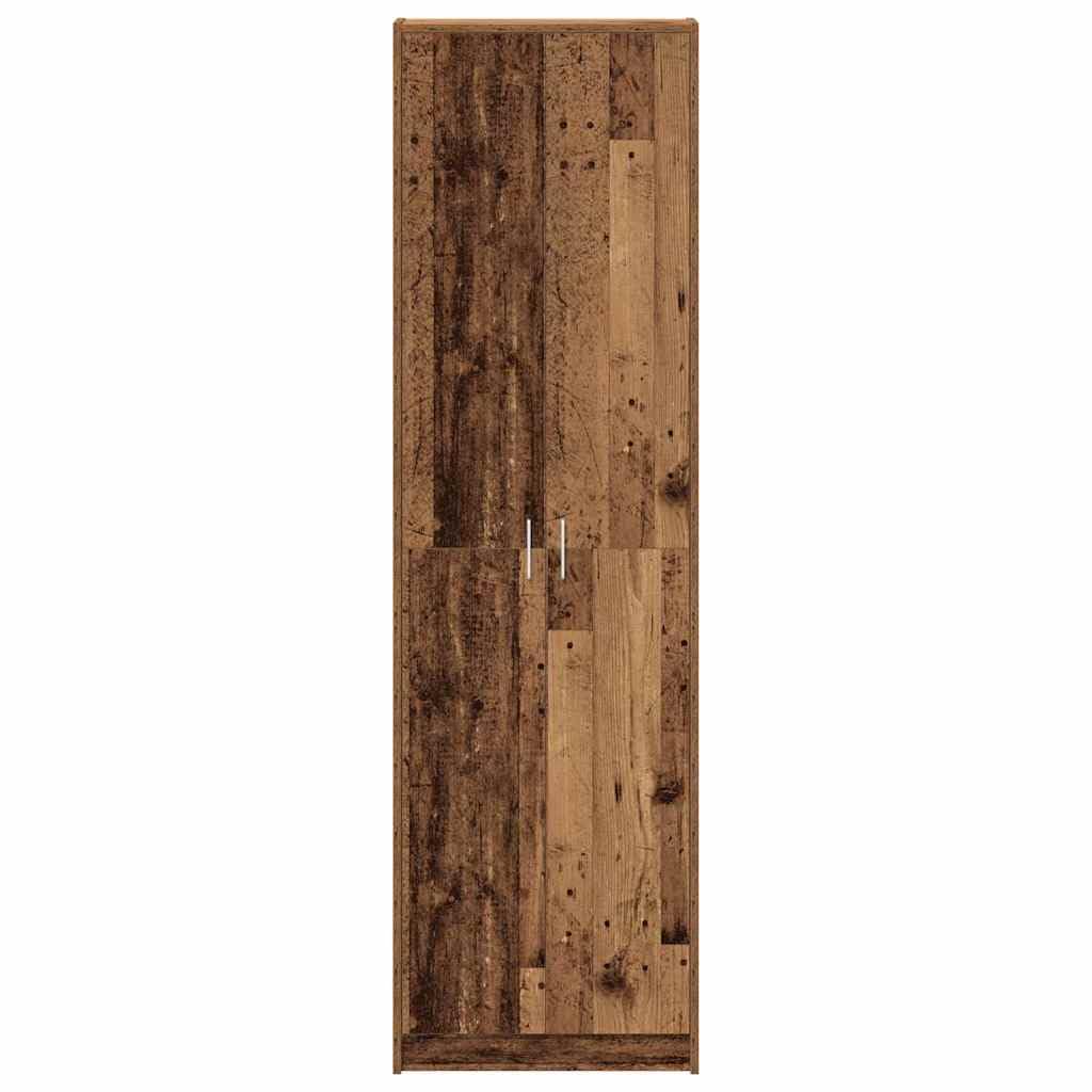 Armadio con scaffale in legno anticato, 55 x 25 x 189 cm, guardaroba con 5 ripiani, 2 ante, spazio per vestiti, giacche, camicie