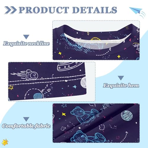 ALAZA Kids Rash Guard Boys Toddler Swim Shirts Short Sleeve Bear Space Cute UPF 50+ 3T3