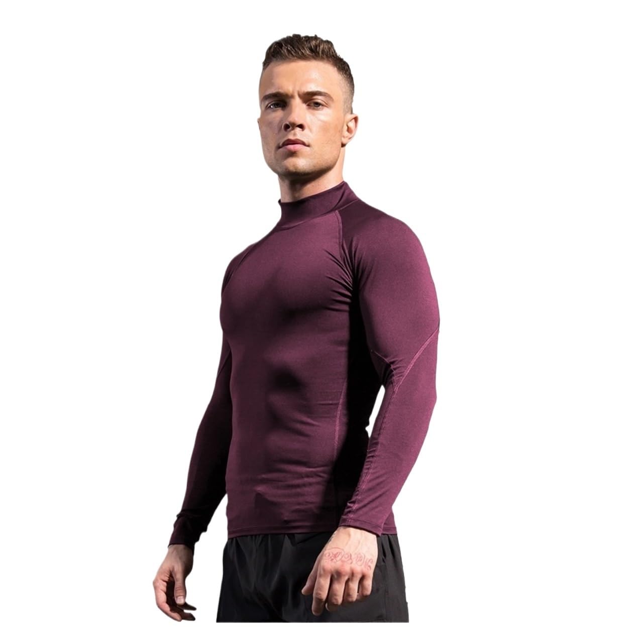 Manga Larga Hombre Camisas de compresión de Manga Larga con Cuello for Hombre, protección Solar Fresca y Seca, Medias Deportivas, Camisetas for Correr y Gimnasio For Correr, Ejercicio,Gimnasio