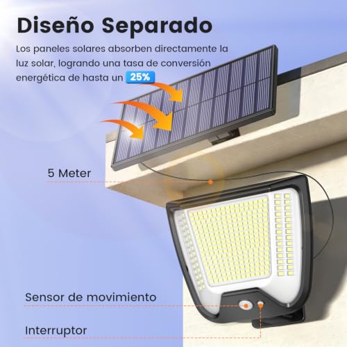 Miniatura 3 de Solar Exterior Jardin Luz Foco - 288 Led Con Sensor De Movimiento Luces