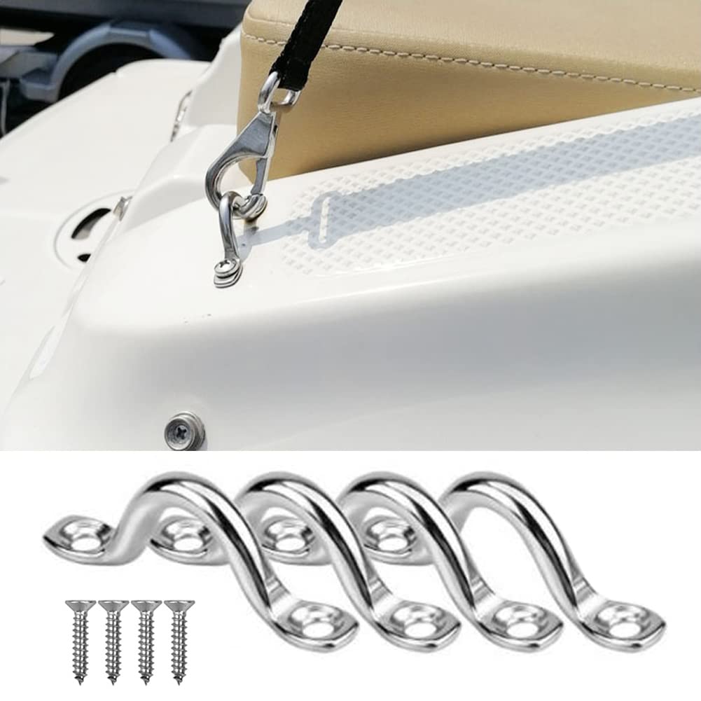AISHOW 20 Pezzi M5 Cinghie a Occhiello in Acciaio Inox 304 Kayak Deck Loops Pad Eye Straps Gancio a Soffitto in Acciaio Inossidabile per Appendere Gancio Fisso con 40 Viti