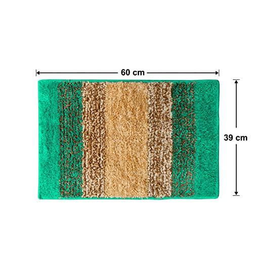 Image of Kuber Industries Soft Shaggy Door Mat|Super Absorbent Cotton Floor Mat for Shoe Scraper & Indoor and Outdoor,Pack of 2 (Green)